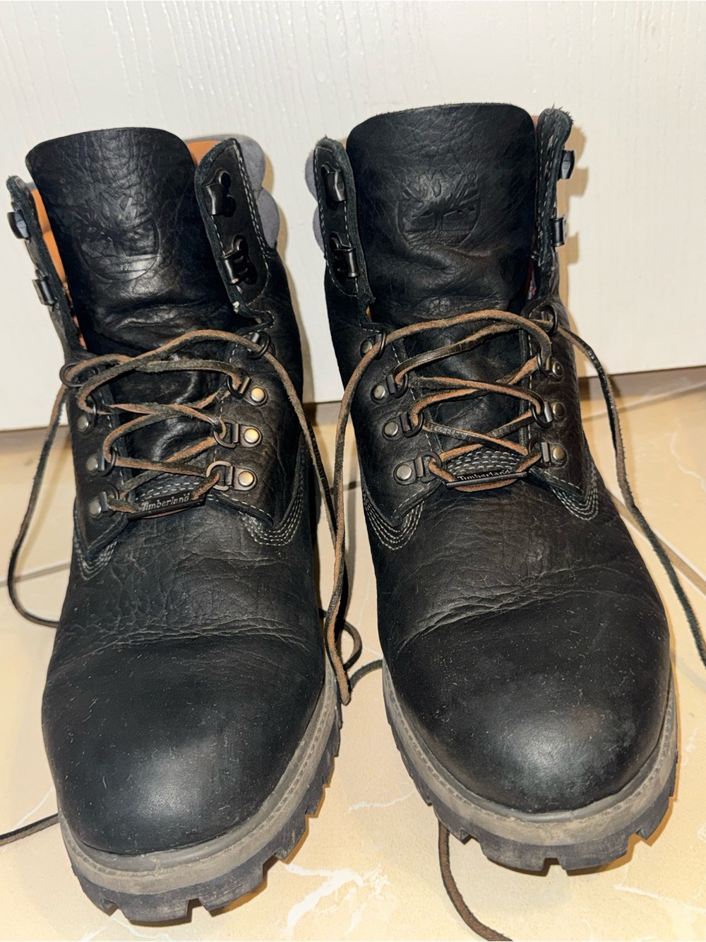 Timberland Black Leather Lace-Up Men's Work Boots